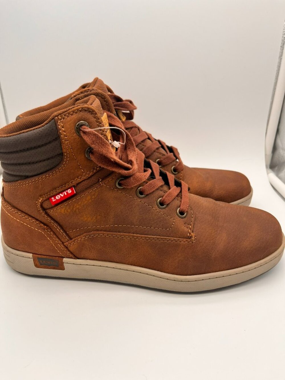 Levis Mens High Top Brown Leather Sneaker Boots Size 8 Casual Athletic Shoes
